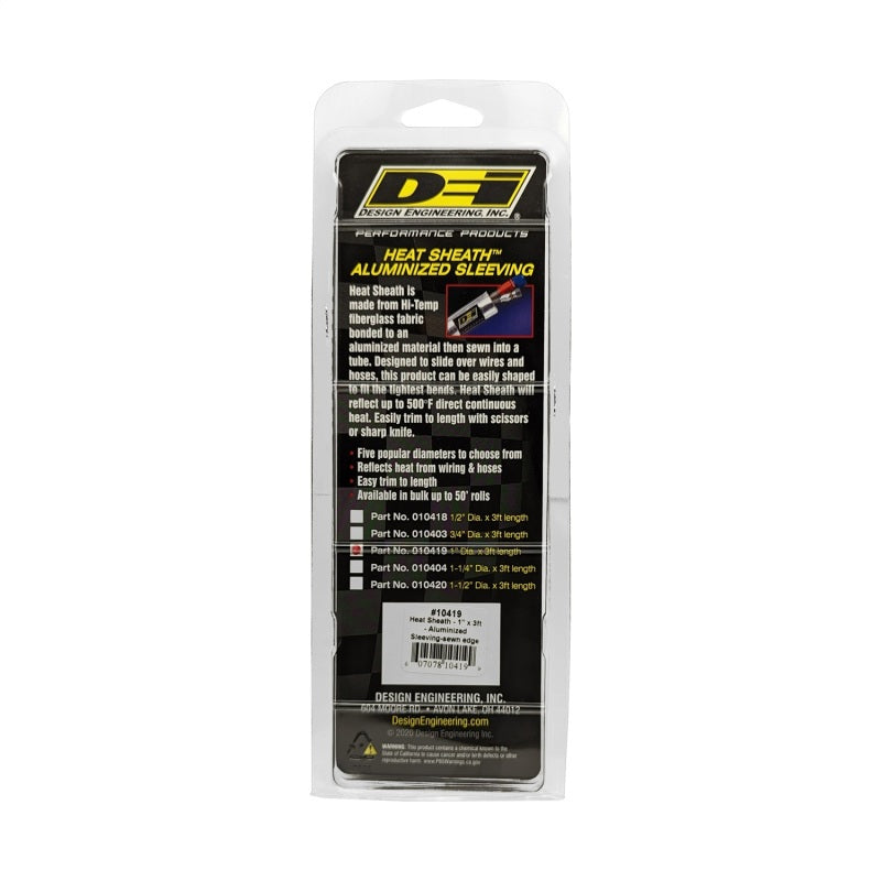 DEI Heat Sheath 1in x 3ft - Aluminized Sleeving - Sewn Edge - Racecraft Industries