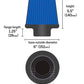 K&N Universal Air Filter Chrome Round Tapered Blue - 4in Flange ID x 1.125in Flange Length x 5.5in H - Racecraft Industries