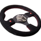 NRG Reinforced Steering Wheel (320mm) Blk Suede w/Dual Buttons - Racecraft Industries