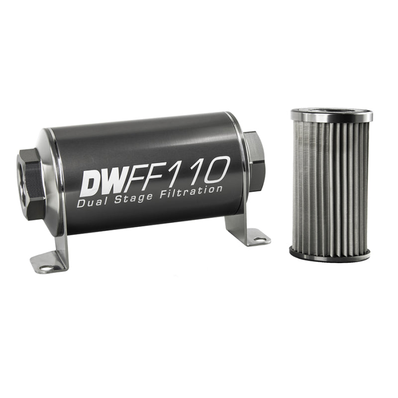 DeatschWerks Stainless Steel 10AN 10 Micron Universal Inline Fuel Filter Housing Kit (110mm) - Racecraft Industries