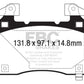 EBC 14+ Cadillac CTS Vsport 3.6 Twin Turbo Redstuff Front Brake Pads - Racecraft Industries