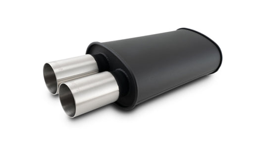 Vibrant Streetpower Flat Blk Muffler 9x5x15in Body 2.5in Inlet ID 3in Tip OD w/Dual Straight Tips - Racecraft Industries