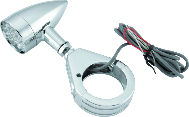 Bikers Choice Chrome Mini LED Turn Signals W/ 41 MM Clamp Universal Custom Pr - Racecraft Industries