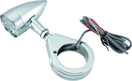 Bikers Choice Chrome Mini LED Turn Signals W/ 41 MM Clamp Universal Custom Pr - Racecraft Industries