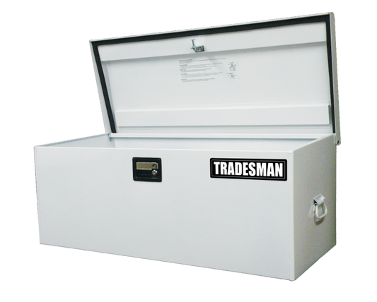 Tradesman Steel Job Site Box/Chest (Light Duty/Large) (42.75in.) - White - Racecraft Industries