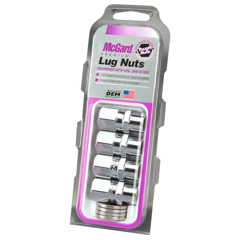 McGard Hex Lug Nut (Drag Racing Short Shank) 1/2-20 / 13/16 Hex / 1.6in. Length (4-Pack) - Chrome - Racecraft Industries