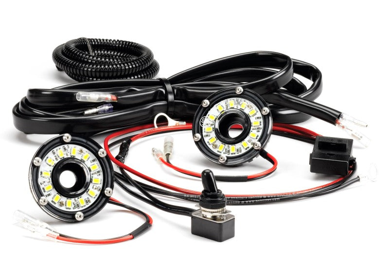 KC HiLiTES Cyclone 2in. LED Universal Under Hood Lighting Kit (Incl. 2 Cyclone Lights/Switch/Wiring) - Racecraft Industries