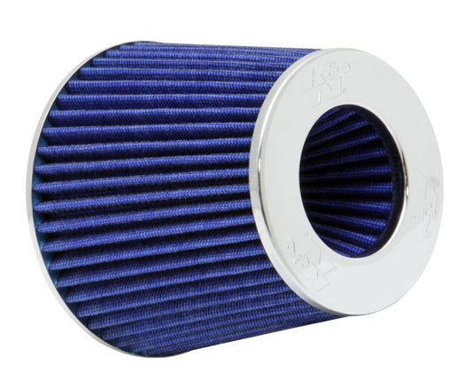K&N Universal Air Filter Chrome Round Tapered Blue - 4in Flange ID x 1.125in Flange Length x 5.5in H - Racecraft Industries