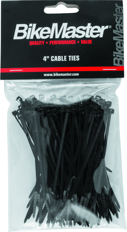 BikeMaster 4in Cable Ties (Pack of 100) - Black - Racecraft Industries
