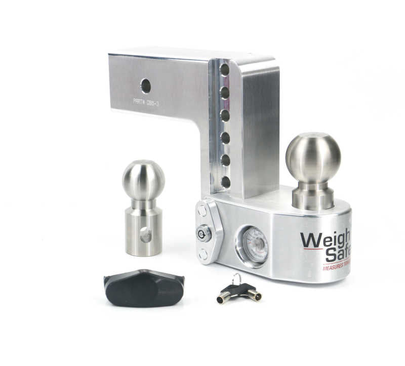 Weigh Safe 6in Drop Hitch w/Built-in Scale & 3in Shank (10K/21K GTWR) - Aluminum - Racecraft Industries