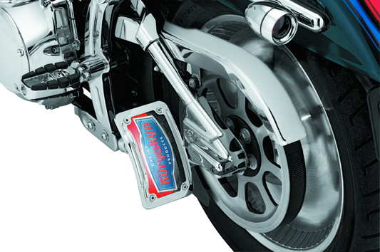 Kuryakyn Lighted Curved Vertical Side Mount License Plate Holder - Racecraft Industries