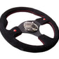 NRG Reinforced Steering Wheel (320mm) Blk Suede w/Dual Buttons - Racecraft Industries