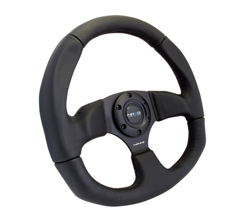 NRG Reinforced Steering Wheel (320mm Horizontal / 330mm Vertical) Leather w/Black Stitching - Racecraft Industries