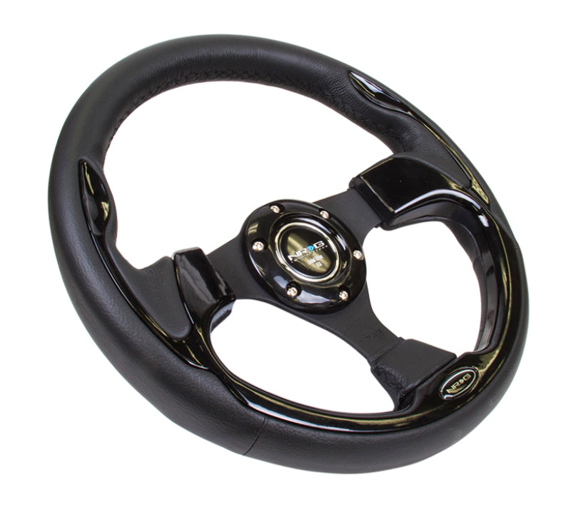 NRG Reinforced Steering Wheel (320mm) Blk w/Gloss Black Trim - Racecraft Industries