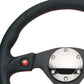NRG Reinforced Steering Wheel (320mm) Blk Leather w/Dual Buttons - Racecraft Industries