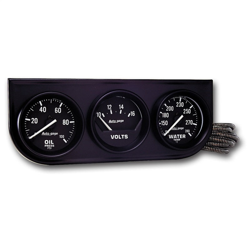 Autometer AutoGage 3-Gauge Console 52.4mm Mech 0-100 PSI Oil Press/ 10-16 V / 130-280 Deg Water Temp - Racecraft Industries