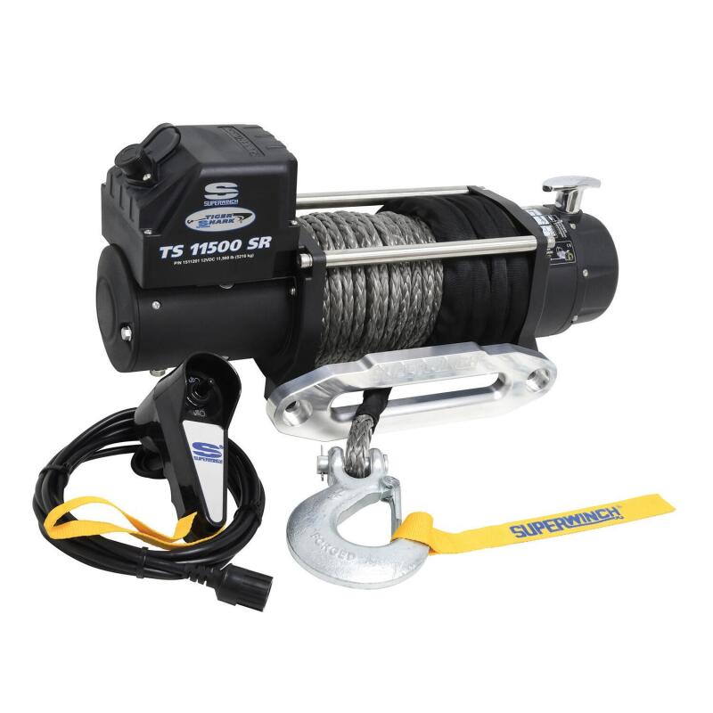 Superwinch 11500 LBS 12V DC 3/8in x 80ft Synthetic Rope Tiger Shark 11500 Winch - Racecraft Industries