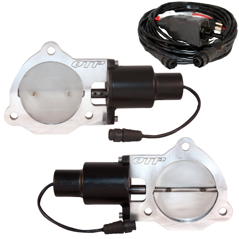 QTP 3.5in Bolt-On QTEC Dual Electric Cutout Valves - Pair - Racecraft Industries