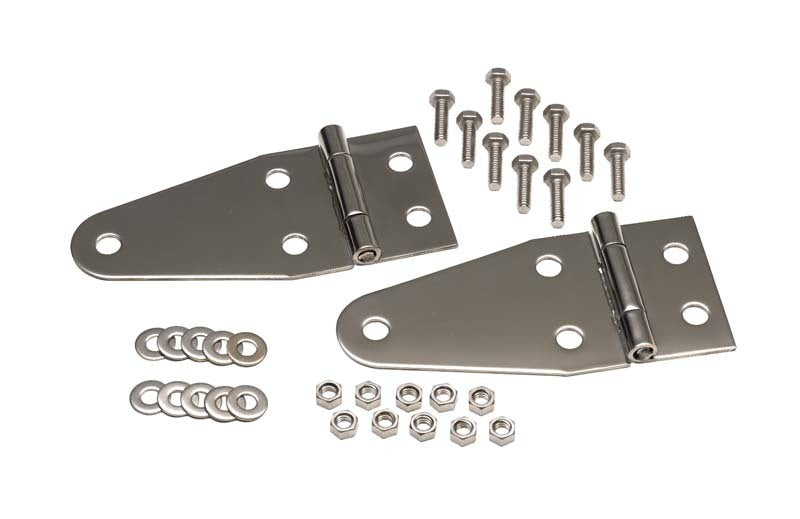 Kentrol 55-95 Jeep CJ/Wrangler YJ Hood Hinge Pair - Polished Silver - Racecraft Industries