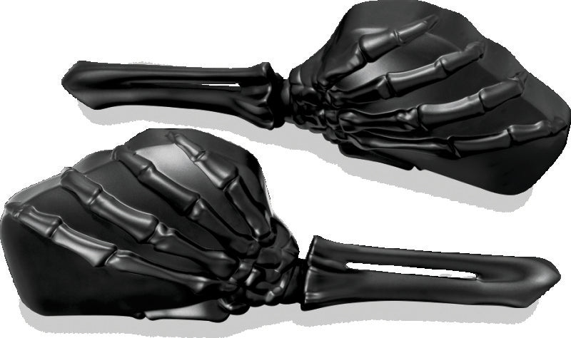 Kuryakyn Skeleton Hand Mirrors Black/Black - Racecraft Industries