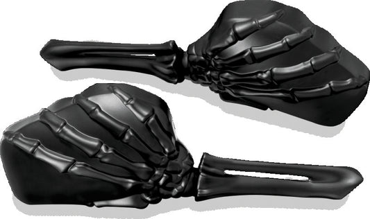 Kuryakyn Skeleton Hand Mirrors Black/Black - Racecraft Industries
